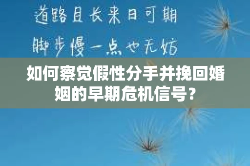 如何察觉假性分手并挽回婚姻的早期危机信号？
