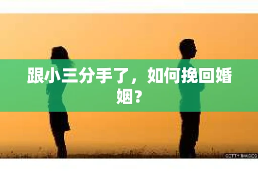 跟小三分手了，如何挽回婚姻？
