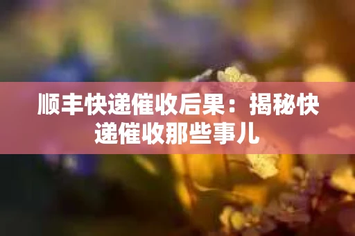 顺丰快递催收后果：揭秘快递催收那些事儿