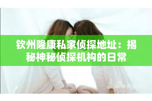 钦州隆康私家侦探地址：揭秘神秘侦探机构的日常